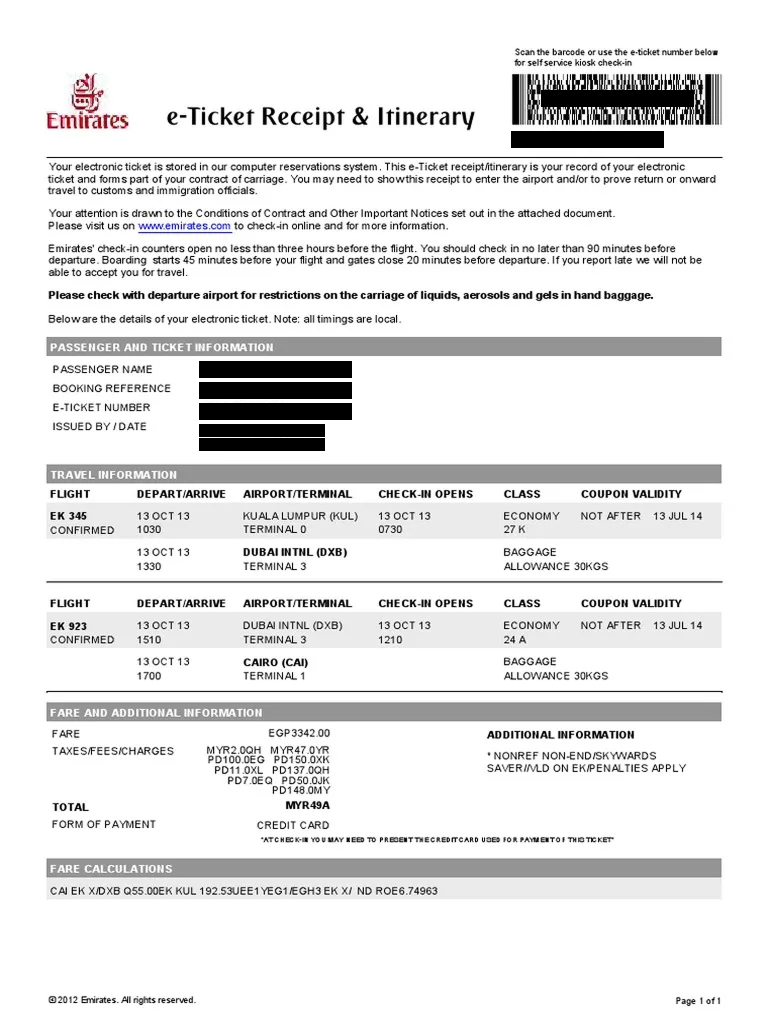 Sample ticket
